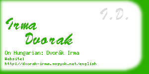 irma dvorak business card
